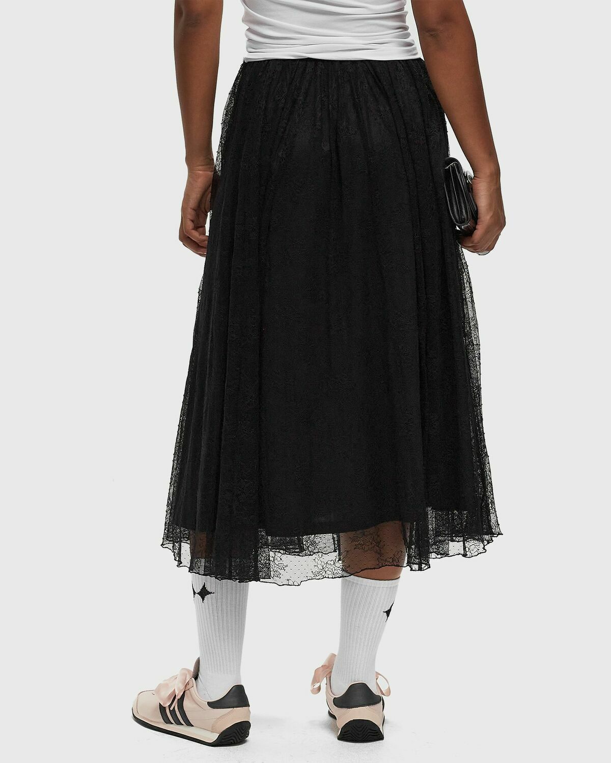Rotate Birger Christensen Lace Long Midi Skirt Black Skirts