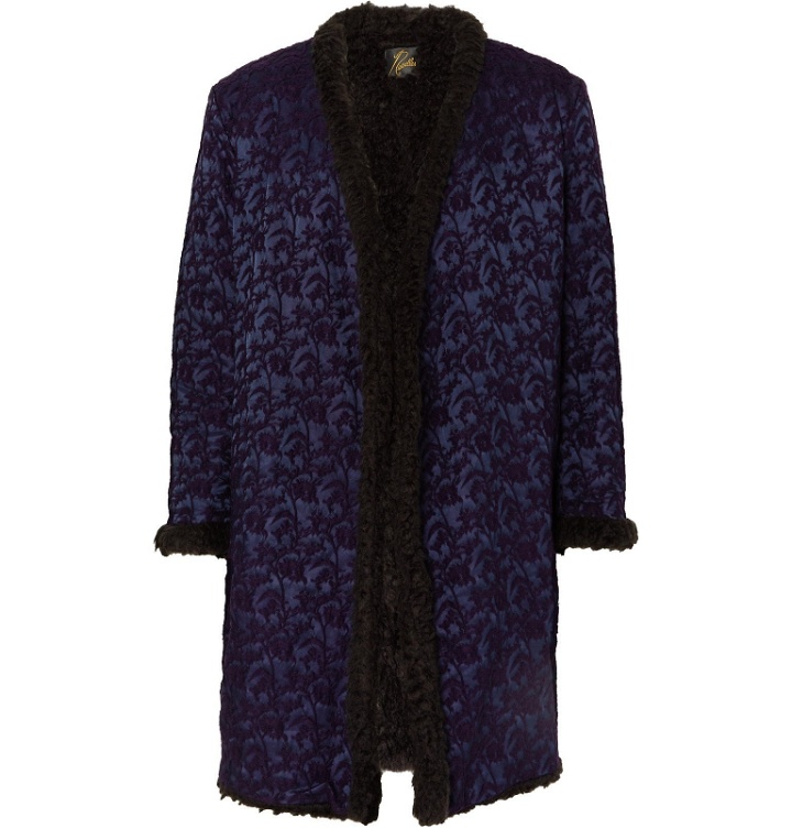 Photo: Needles - Faux Fur-Lined Wool-Blend Jacquard Coat - Purple