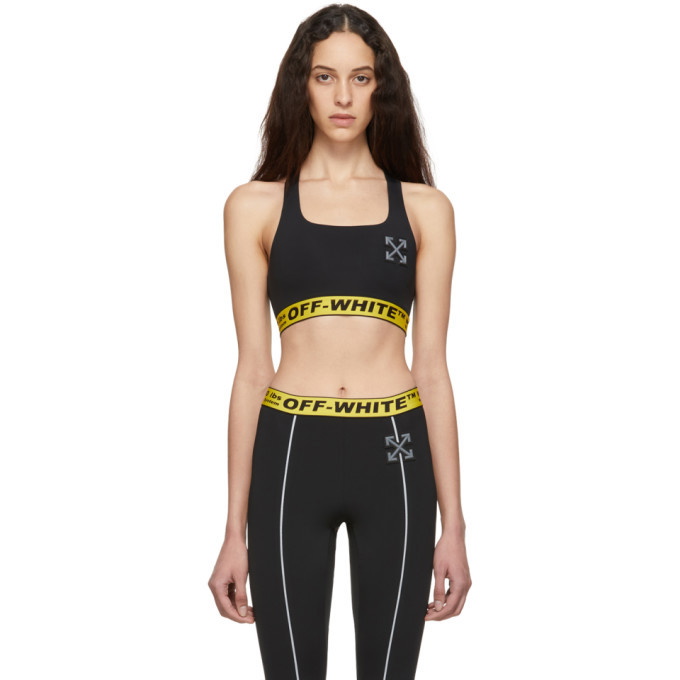 Photo: Off-White SSENSE Exclusive Black WORKOUT Jersey Sport Bra