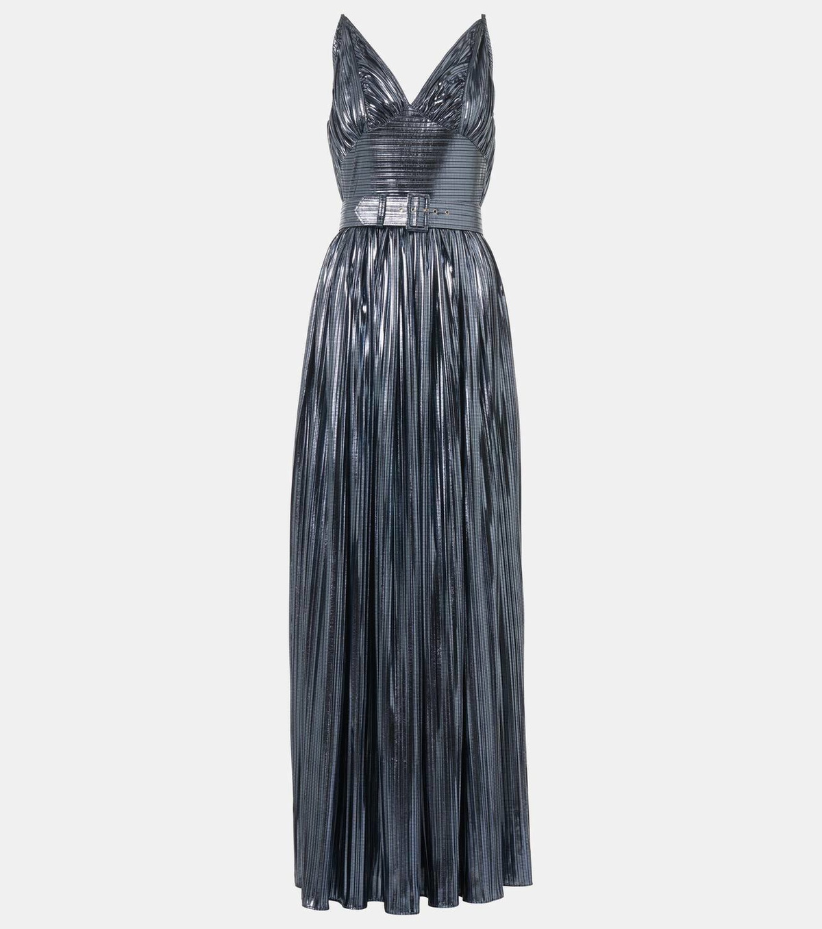 Rodarte Pleated belted lamé gown