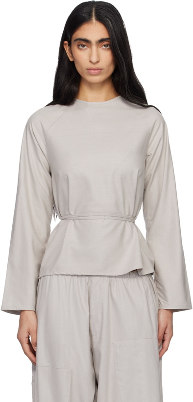 Photo: Baserange Taupe Long Sleeve Apron Top
