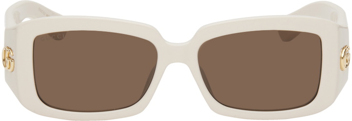 Photo: Gucci Off-White Rectangular Sunglasses