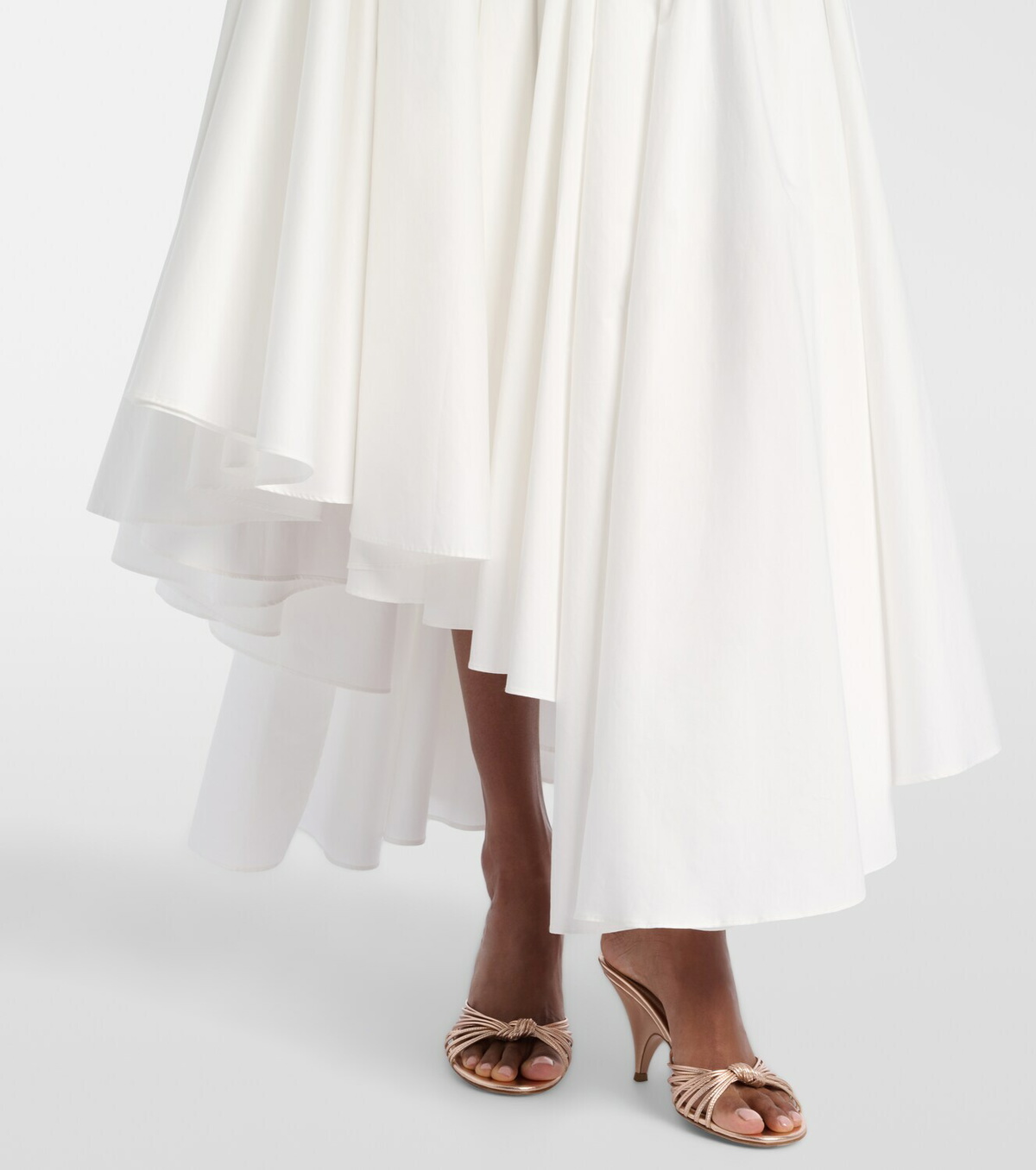 Self-Portrait Asymmetric cotton poplin midi skirt