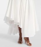 Self-Portrait Asymmetric cotton poplin midi skirt