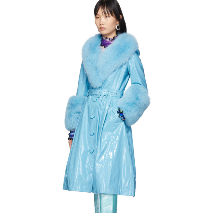 Saks potts clearance blue fur coat