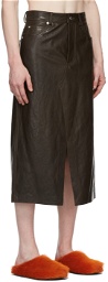 Marni Brown Leather Mid-Length Skirt