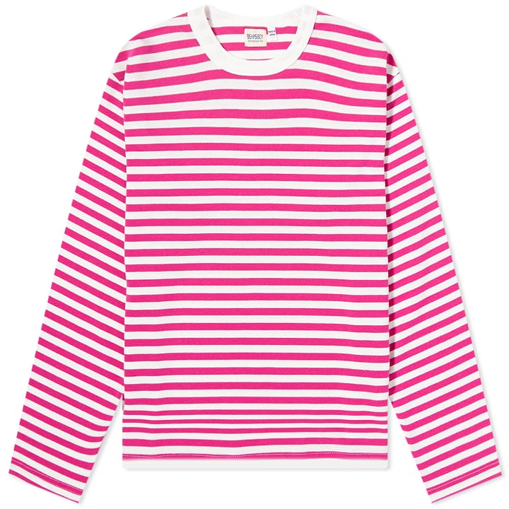 Photo: Beams Boy Women's Long Sleeve Stripe T-Shirt in Pink/White