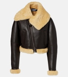 Jacquemus Aviatore cropped shearling-trimmed leather jacket