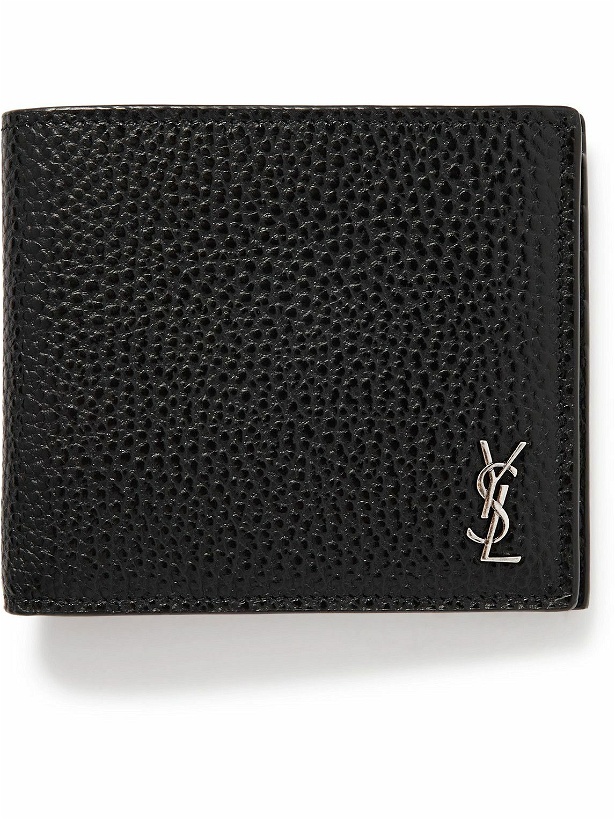Photo: SAINT LAURENT - Tiny Cassandre Logo-Appliquéd Full-Grain Leather Billfold Wallet