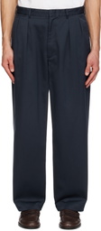 nanamica Navy Double Pleated Chino Trousers