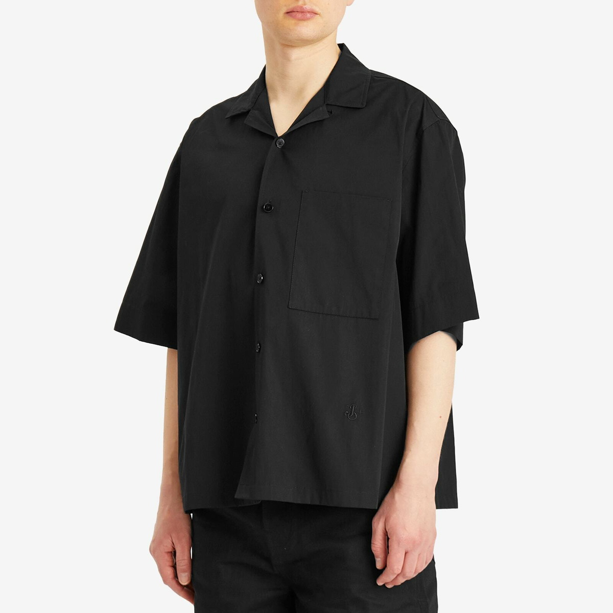 Jil Sander+ Men's Relaxed Fit Short Sleeve Shirt in Black
