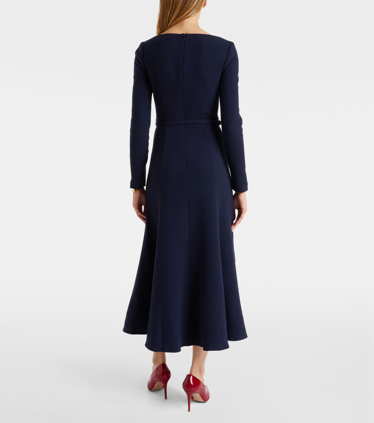 Roland Mouret Belted wool crêpe midi dress