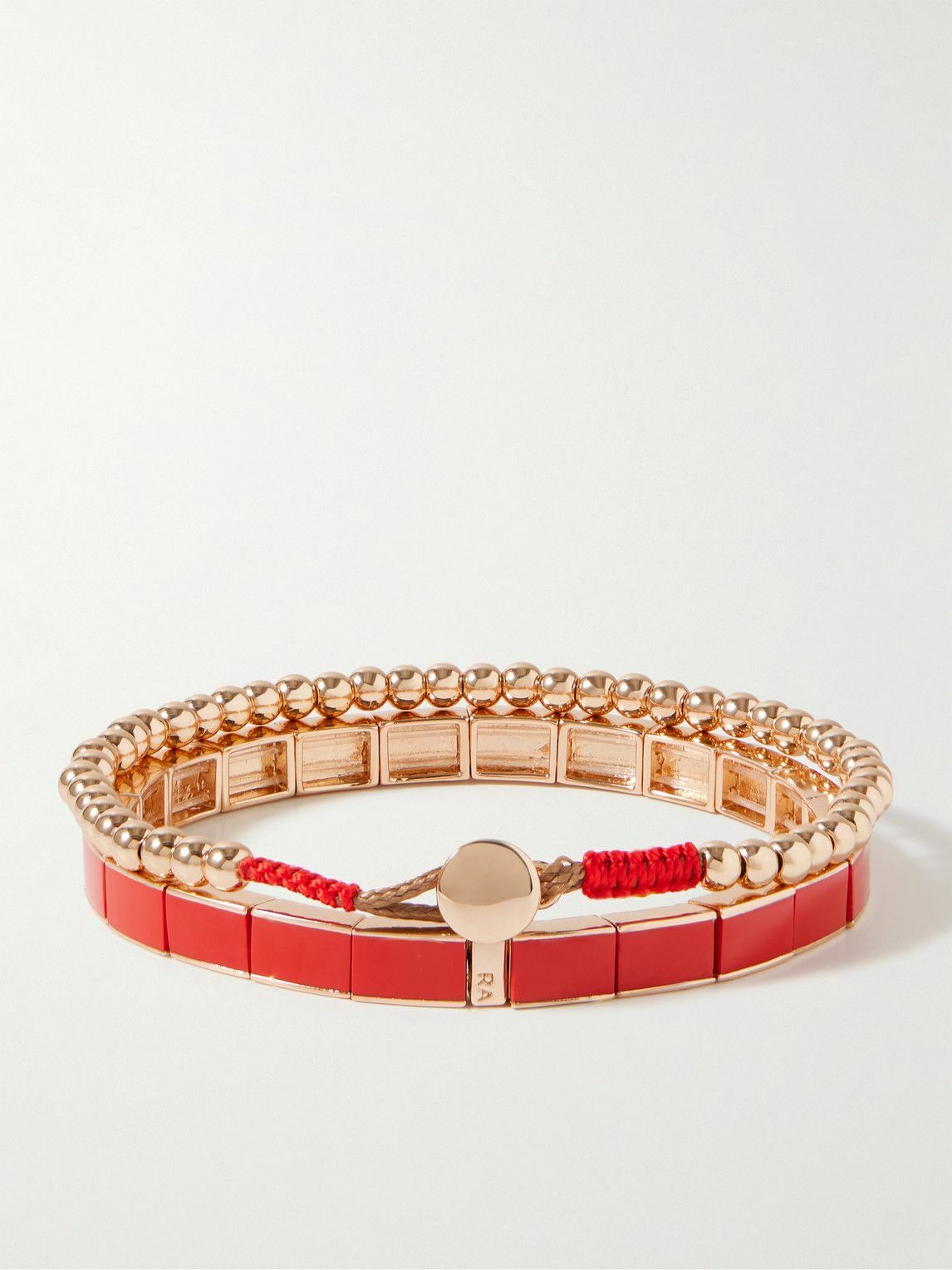 Roxanne Assoulin - Set of Two Gold-Tone and Enamel Beaded Bracelets