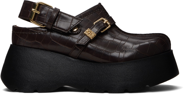 Photo: GANNI Brown Platform Clog Loafers
