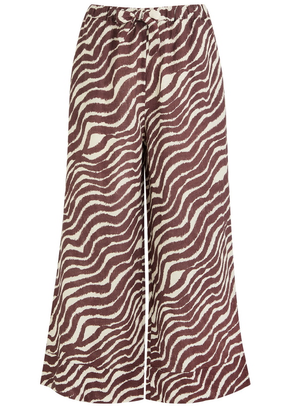 Photo: Desmond & Dempsey Tide Zebra-print Linen Trousers Brown