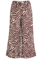 Desmond & Dempsey Tide Zebra-print Linen Trousers Brown