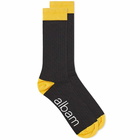 Albam Men's Contrast Rib Sock in Charcoal