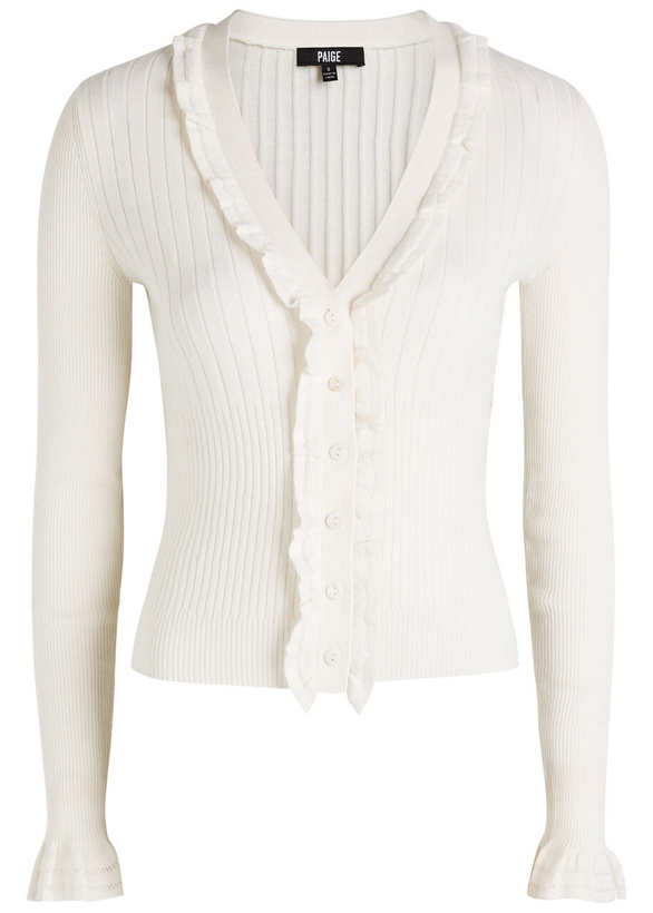 Photo: Paige Demetra Frilled Knit Cardigan White