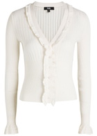 Paige Demetra Frilled Knit Cardigan White