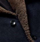 Boglioli - Faux Shearling-Trimmed Virgin Wool Coat - Blue