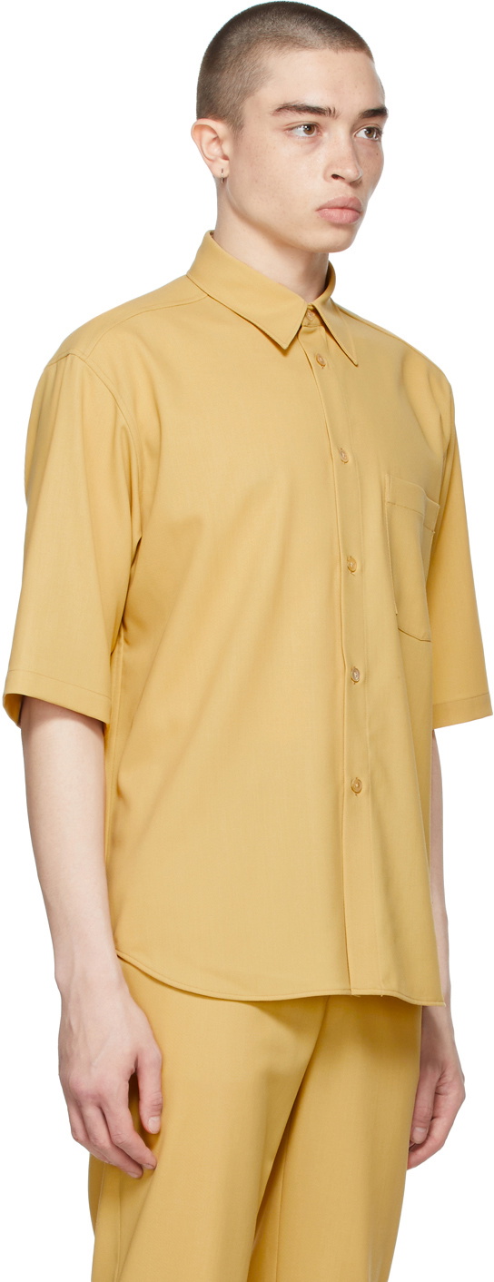 AURALEE Beige Wool Hard Twist Dobby Shirt