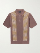Beams Plus - Jacquard-Knit Ramie and Cotton-Blend Polo Shirt - Brown
