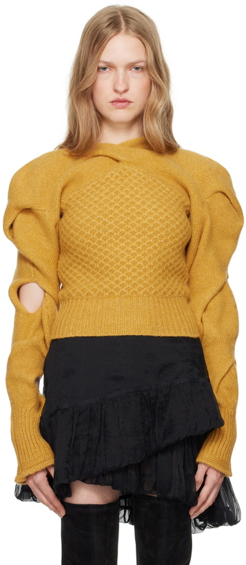 Photo: Kiko Kostadinov Yellow Dendra Cabled Sweater
