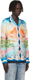 Casablanca Multicolor 'Tennis Club' Long Sleeve Silk Shirt
