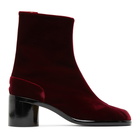 Maison Margiela Red Velvet Mid Heel Tabi Boots