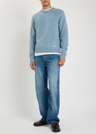 A.P.C. Logo-intarsia Mélange-knit Jumper Blue