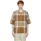 Lemaire Brown Cotton and Linen Short Sleeve Shirt