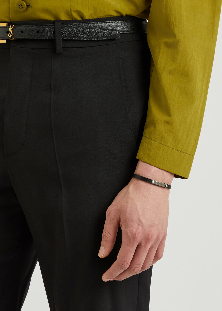 Saint Laurent Designer-engraved Leather Bracelet