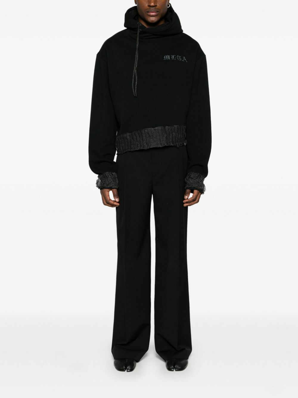 MLGA Black Asymmetric Cotton Hoodie
