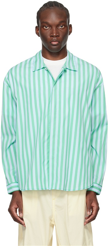 Photo: SUNNEI Green & Blue Striped Shirt