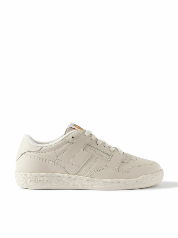 Photo: TOM FORD - Jake Leather Sneakers - Neutrals