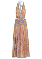 Zimmermann Indra Printed Metallic Cotton and Silk-blend Midi Dress Pink