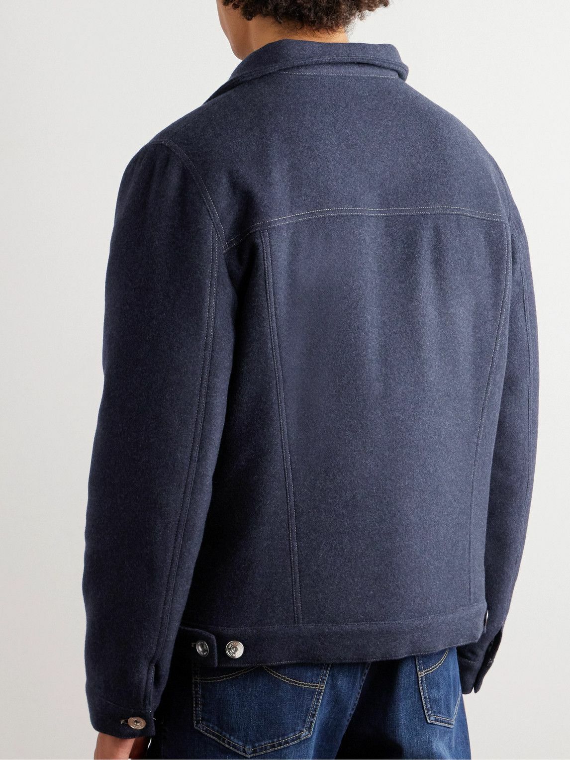 Brunello Cucinelli - Padded Cashmere Trucker Jacket - Blue