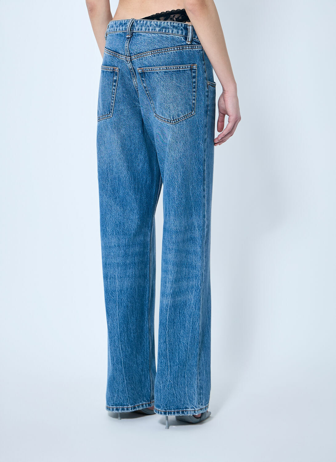 Alexander Wang Dip-Side Jeans With Exposed Lace Underwear
