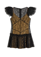 DE LA Vali Nephele Ruffled Lace Mini Dress Black