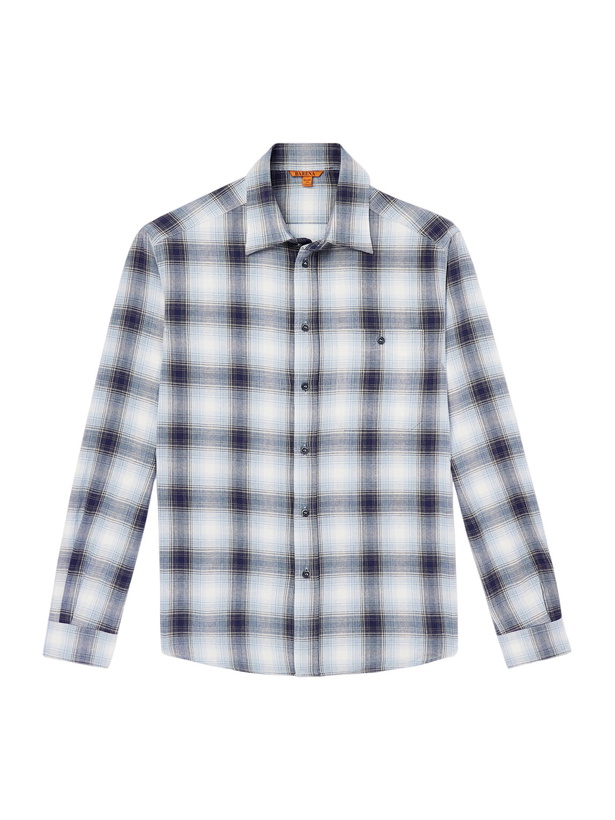 Photo: Barena - Checked Cotton-Flannel Shirt - Blue