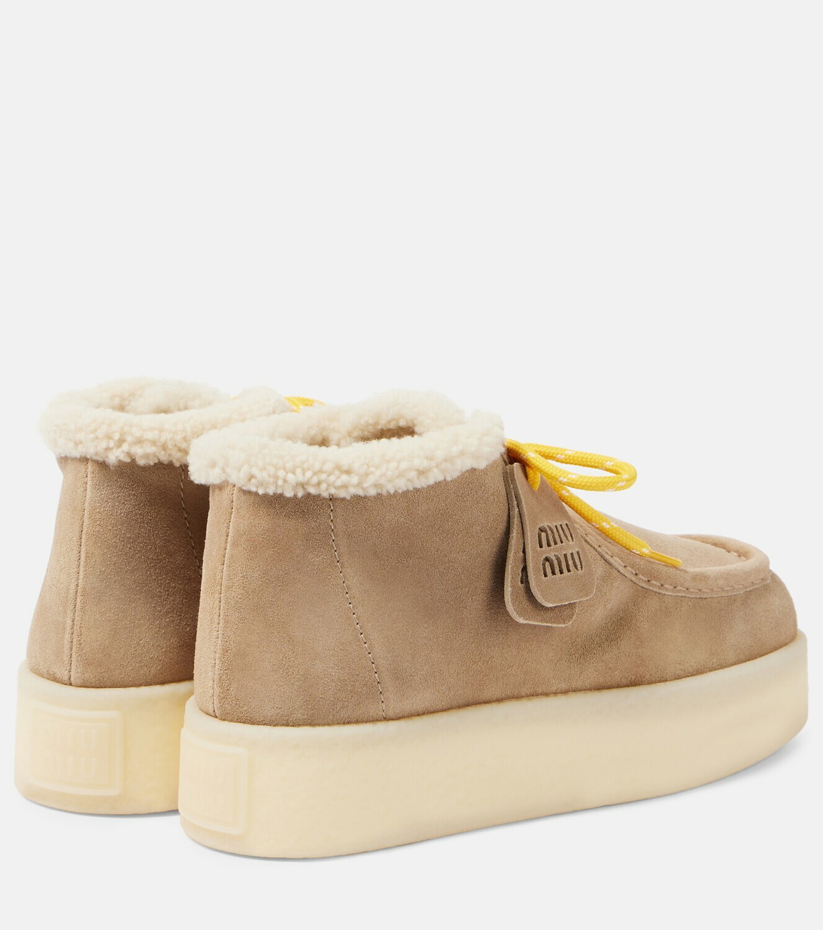 Miu Miu Shearling-lined leather platform ankle boots Miu Miu