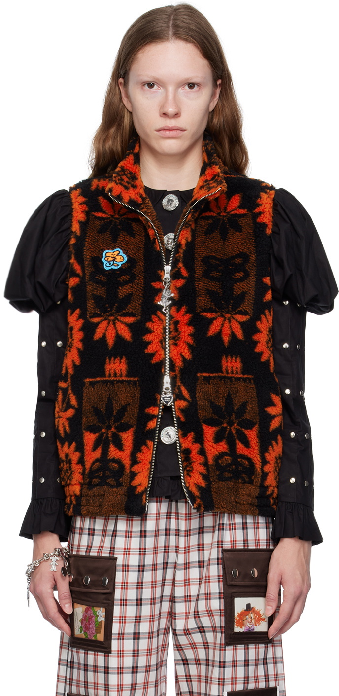 Chopova Lowena Orange & Black Sunflower Vest