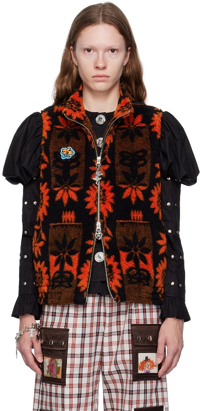 Photo: Chopova Lowena Orange & Black Sunflower Vest