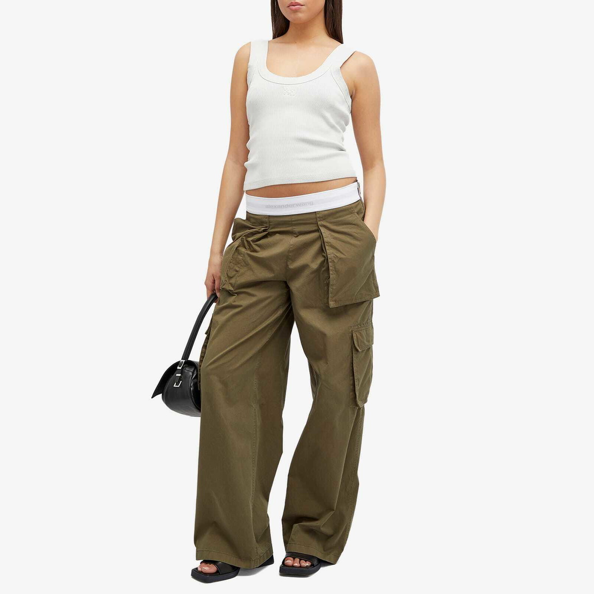 Alexander Wang Women's Mid Rise Cargo Rave Pants in Army