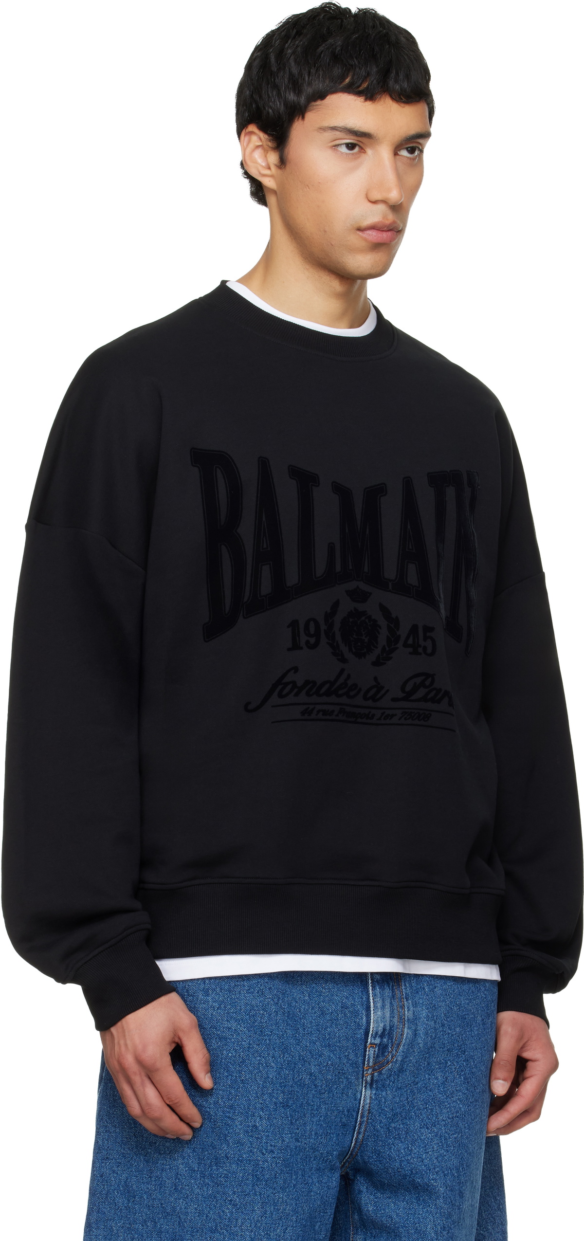 Balmain Black Printed Cotton Sweatshirt
