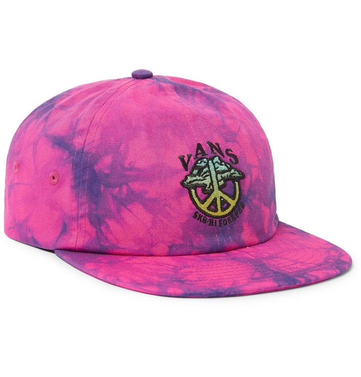 Photo: Vans - SK8-Hi Forever Logo-Embroidered Tie-Dye Cotton-Twill Baseball Cap - Pink