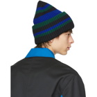 Acne Studios Black Wool Striped Patch Beanie