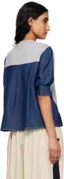 3.1 Phillip Lim Gray & Navy French Terry Denim Combo Sweatshirt