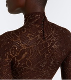 Gucci Cropped silk-blend lace turtleneck top
