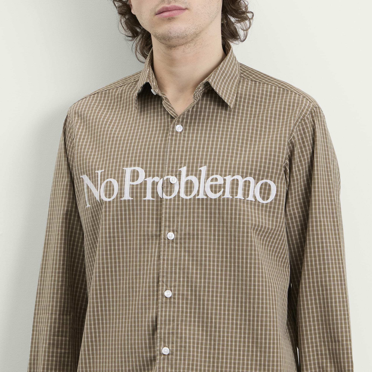 No Problemo Men's Poplin LS Shirt in Brown